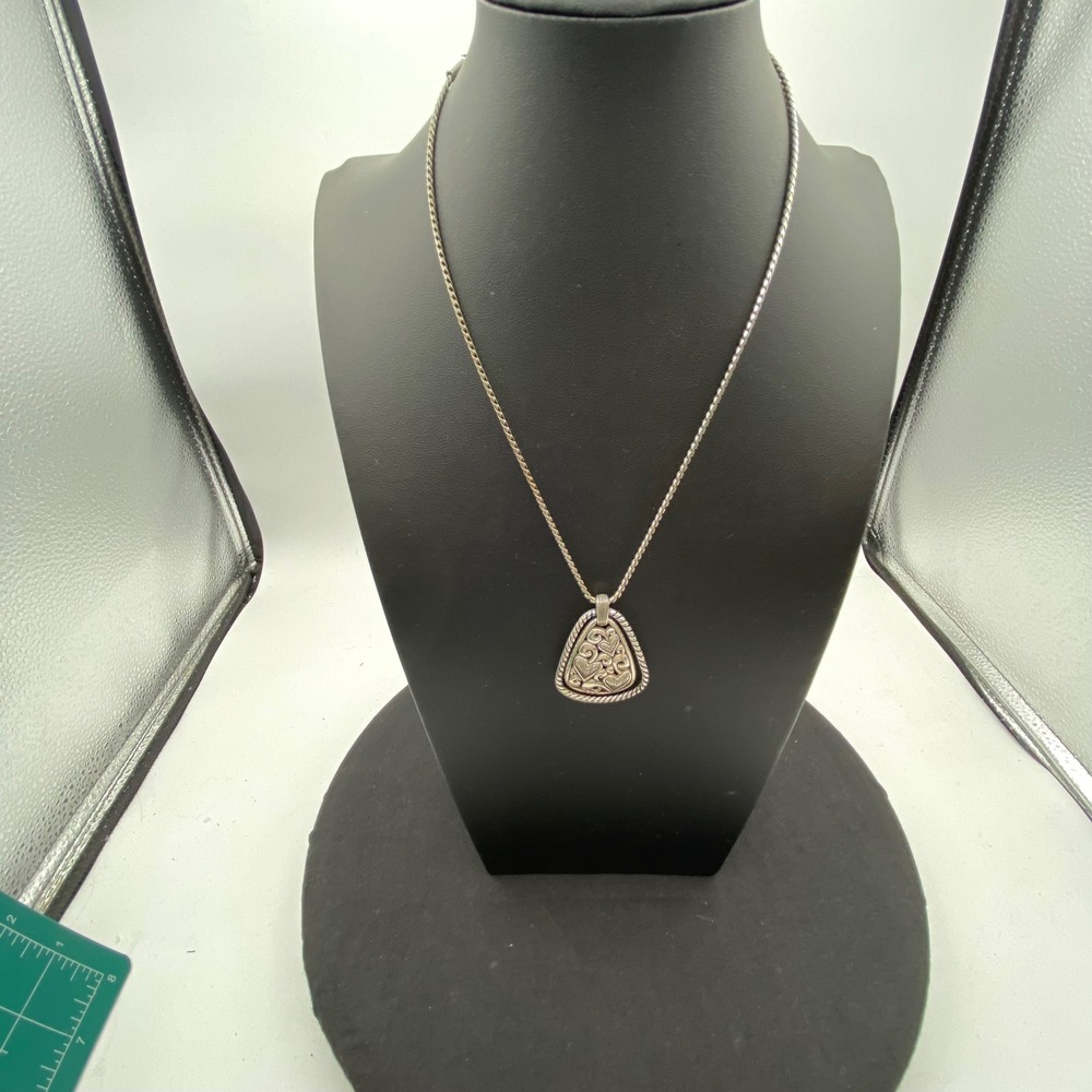 Brighton Necklace Silver Heart Scroll Filigree Pendant 18 Inch Ornate Romantic